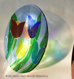 Schaal in fusing glas “tulpen”