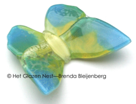 Glazen vlinder in aqua blauw en geel