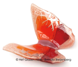 Glaskunst vlinder in roze en oranje