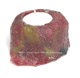 Glazen waxinelichtje in rood