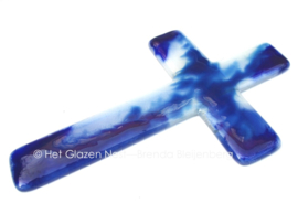 Kruis in blauwe glas