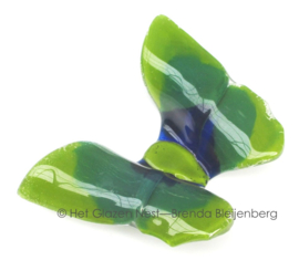 Glazen vlinder in groen en blauwe kleuren