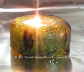 Waxinelichtje in gele glaskunst als mini urn