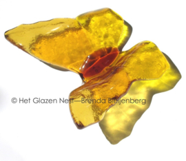 Gele vlinder van glas met gekartelde vleugels