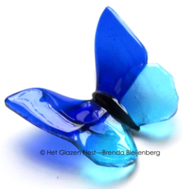 Kleine vlinder in blauw en aqua glas