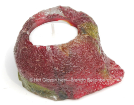 Glazen waxinelichtje in rood