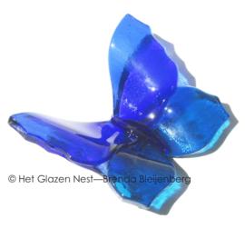 Blauwe glazen vlinder met spitse vleugels