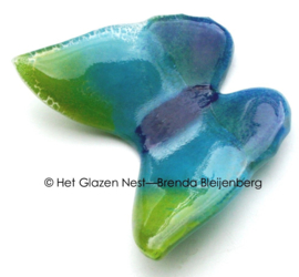 Blauw en groene glaskunst vlinder