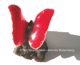 Rode glas vlinder op lavas steen