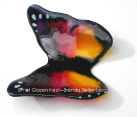 Glaskunst vlinder in roze en geel
