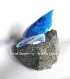 glaskunst vlinder in aqua blauwe tinten