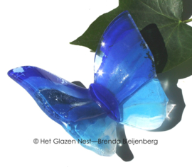 Glazen vlinder in blauwe kleuren