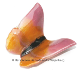 Glaskunst vlinder in roze en oranje