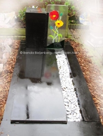 glasplaat met 2 papavers