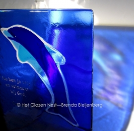 dolfijn in blauw glas