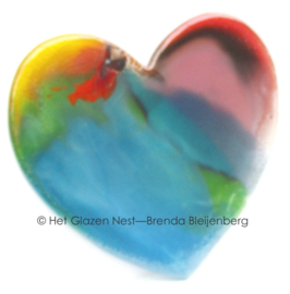 Glazen hart in vloeiend zeegroen en roze