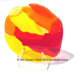 sculptuur  "kleine zon" in transparant glas