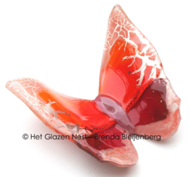 Glaskunst vlinder in roze en oranje