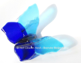 Kleine blauwe en aqua vlinder op steentje
