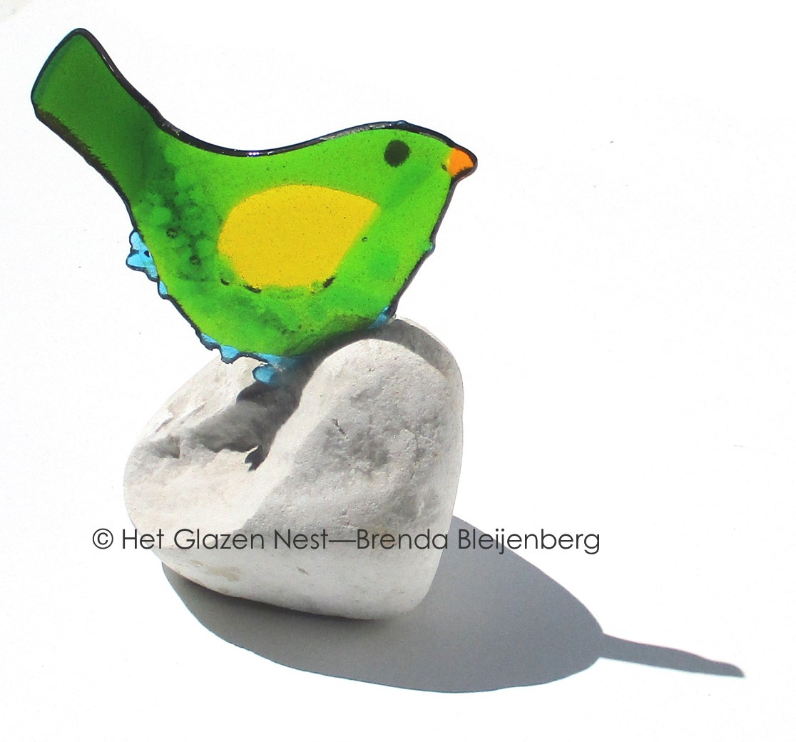 Groen vogeltje van glas