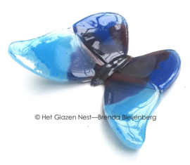 Vlinder van glas in blauw en aqua