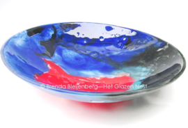fusing glas schaal “blauw en rood”