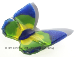 Glazen vlinder in blauw, groen en geel