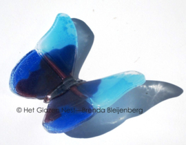 Vlinder van glas in blauw en aqua