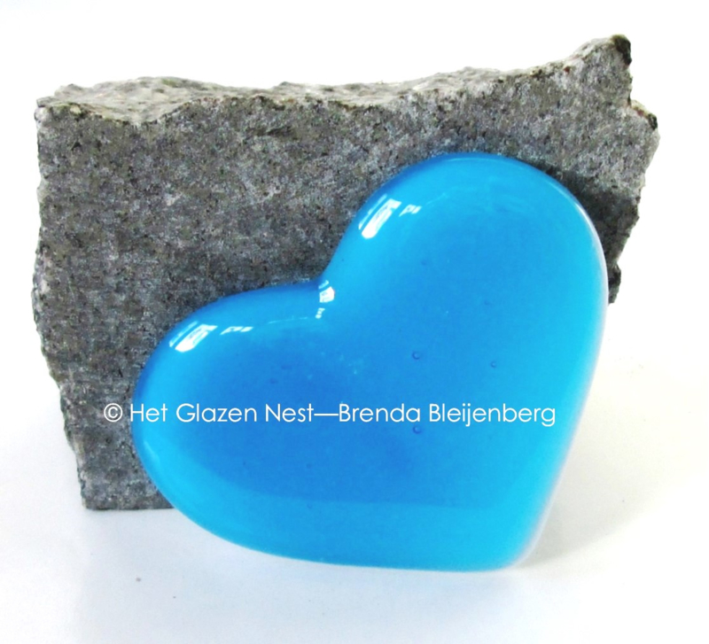 Klein Blauw Hartje Hart In Glaskunst Atelier Het Glazen Nest Brenda Bleijenberg