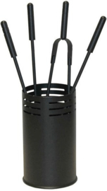 Haard-stel 4-delig - zwart gecoat