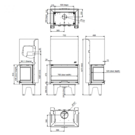 PanTech 80 JOY U LD - 3-zijdige inbouw haard 7 kW