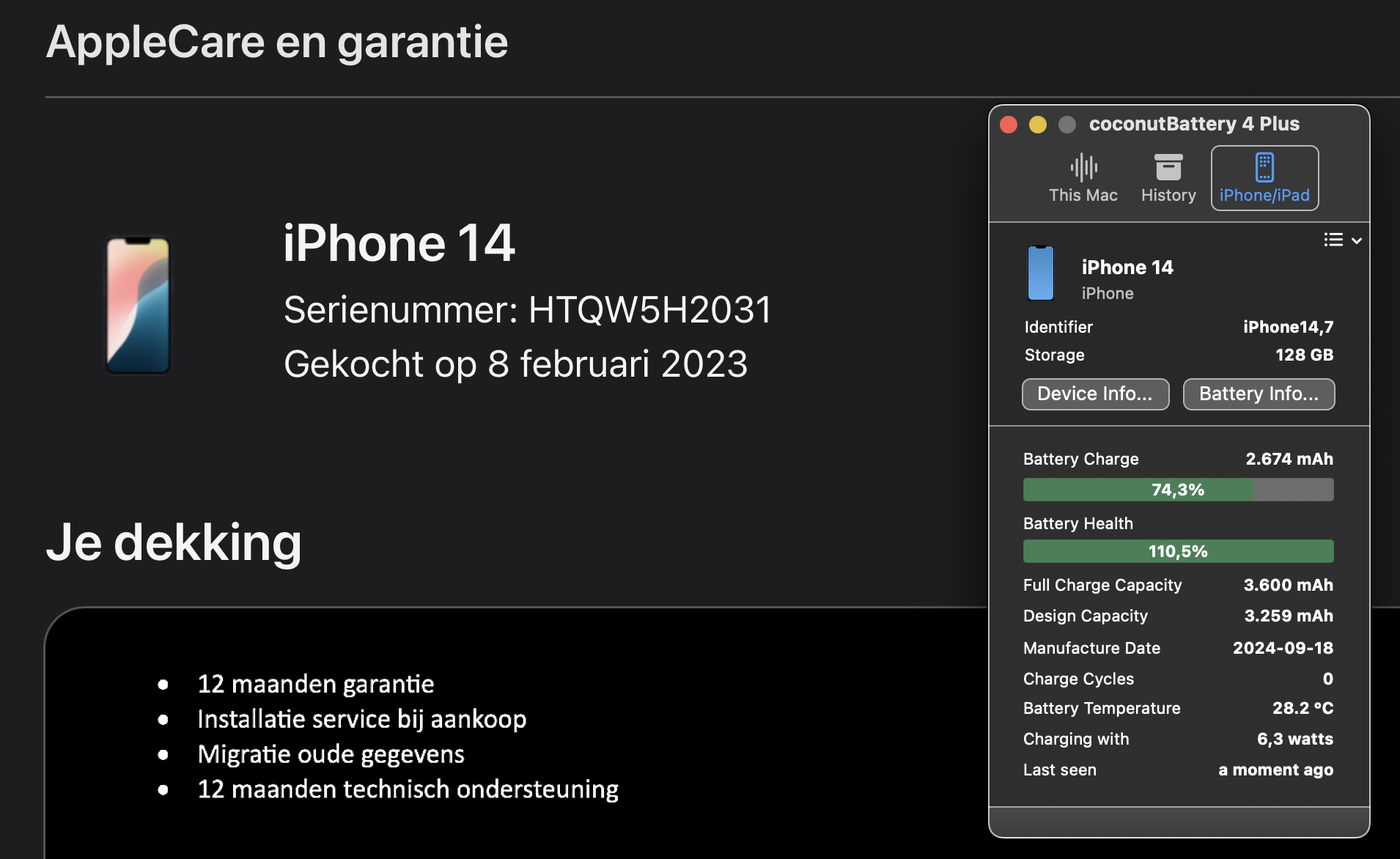 (No.5846) iPhone 14 Zwart 128GB  **B-Grade**