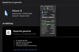 (No.6622) iPhone 15 Zwart 128GB  **A/B-Grade**