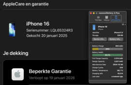 (No.6182) iPhone 16 zwart 128GB  **B-Grade**