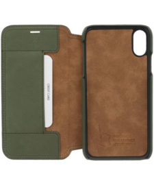 iPhone X / Xs: MINIM  leather Bookcase  (Groen)