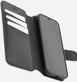 iPhone 12 / 12 Pro: MINIM 2 in 1 leather Bookcase wallet (Zwart)