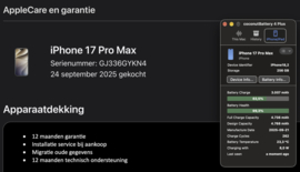 (No.6941) iPhone 17 Pro Max 256GB Zilver **A-Grade**
