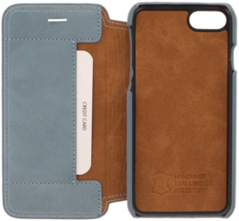 iPhone 7 / 8 / SE (2020): MINIM  leather Bookcase  (Blauw)