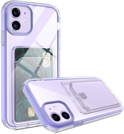 iPhone 11 Clear Case with cardholder (Paars)