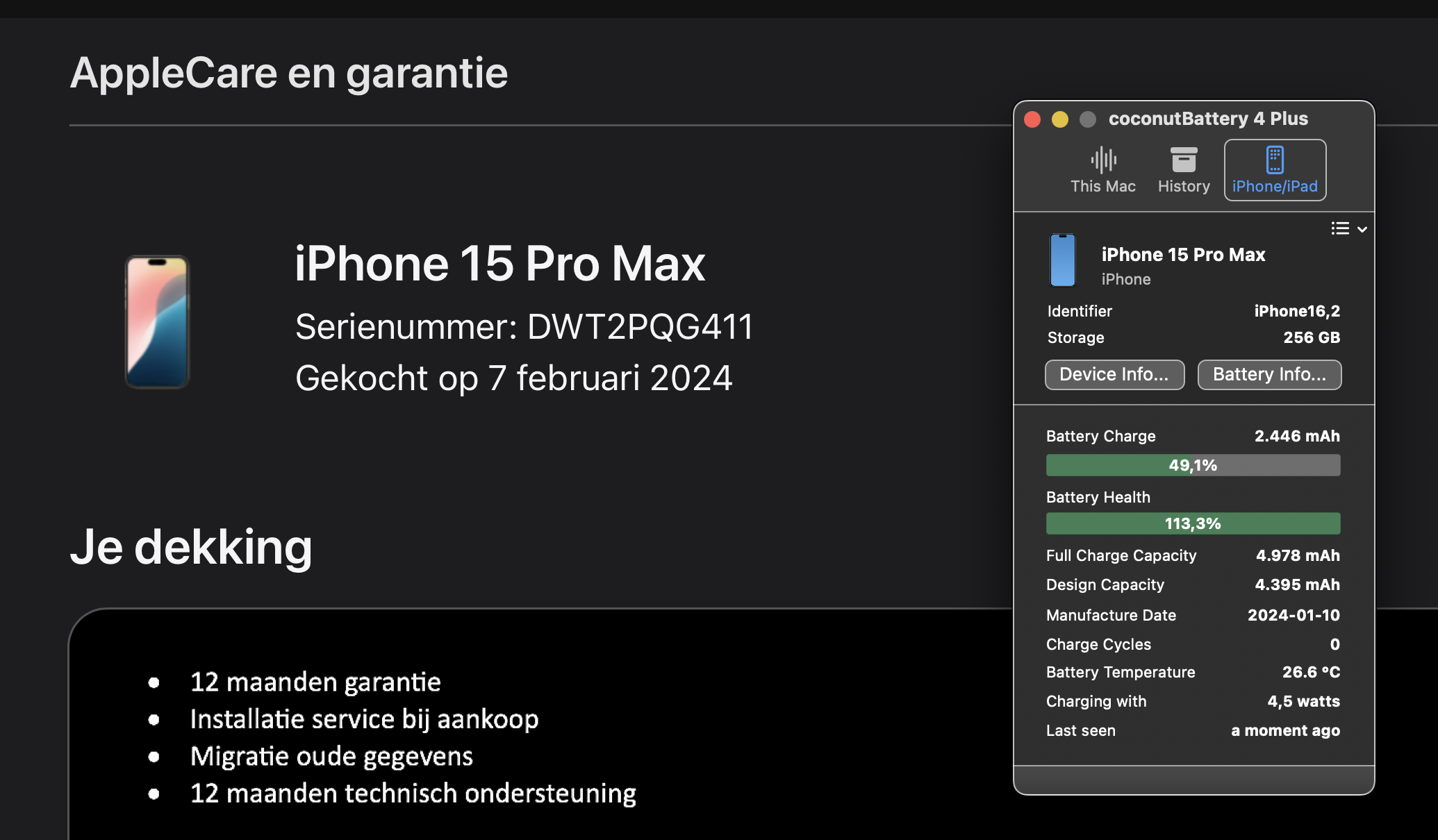 (No.5843) iPhone 15 Pro Max 256GB Naturel Titanium **A-Grade**