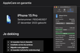 (No.6821) iPhone 15 Pro 128GB Black Titanium **A-Grade**