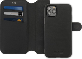 iPhone 13 Pro Max: MINIM 2 in 1 leather Bookcase wallet (Zwart)