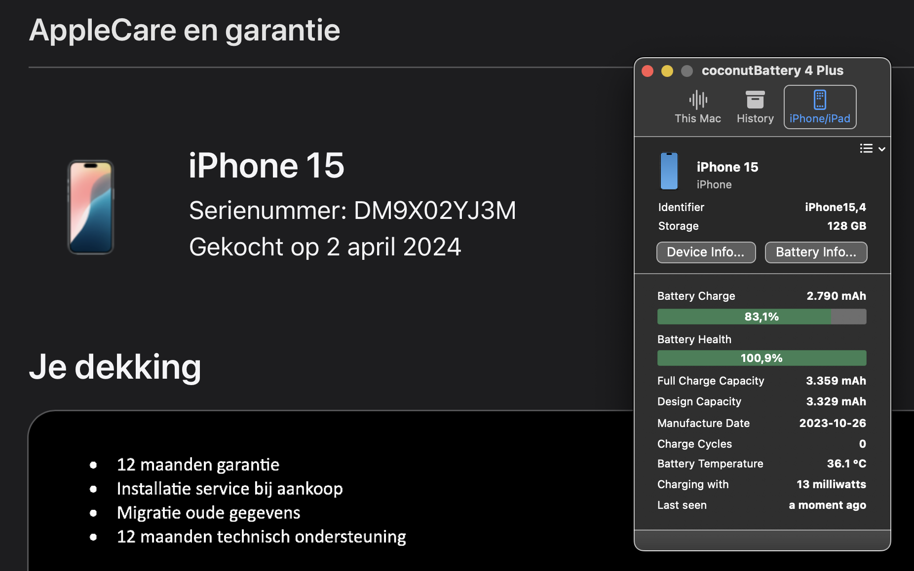 (No.5792) iPhone 15 Blauw 128GB  **A-Grade**