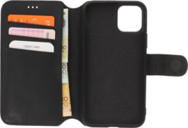 iPhone 12 / 12 Pro: MINIM 2 in 1 leather Bookcase wallet (Zwart)