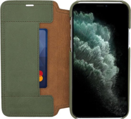 iPhone 12 / 12 Pro: MINIM  leather Bookcase  (Groen)