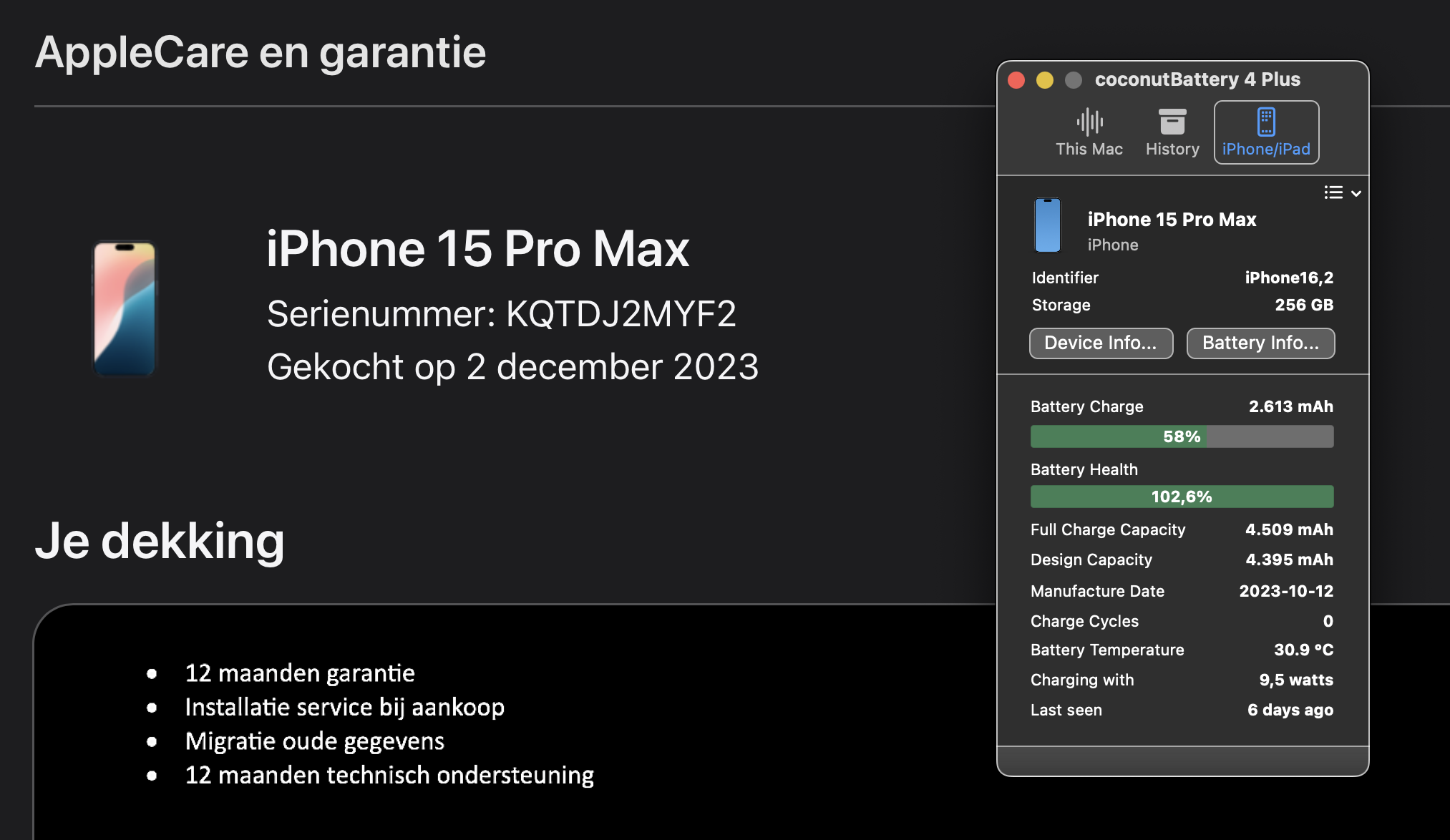 (No.5763) iPhone 15 Pro Max 256GB Blauw Titanium **A-Grade**