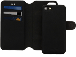 iPhone 7 / 8 / SE 2020 / SE 2022 : MINIM 2 in 1 leather Bookcase wallet (Zwart)