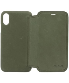 iPhone X / Xs: MINIM  leather Bookcase  (Groen)