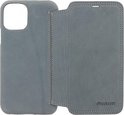 iPhone 12 / 12 Pro: MINIM  leather Bookcase  (Blauw)