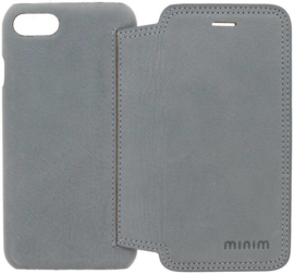 iPhone 7 / 8 / SE (2020): MINIM  leather Bookcase  (Blauw)